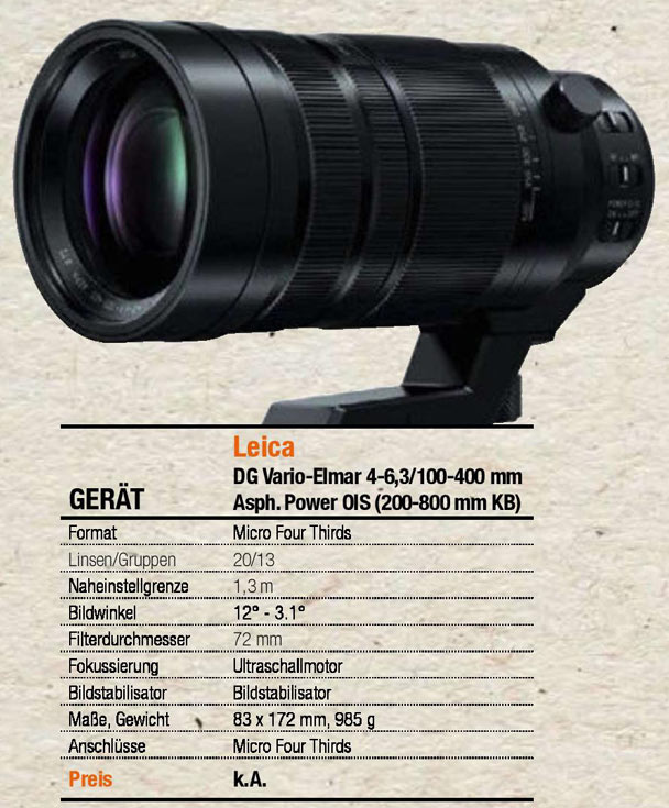 Оптическая схема объектива Panasonic Leica DG 100-400mm / F4.0-6.3 будет включать 20 элементов в 13 группах